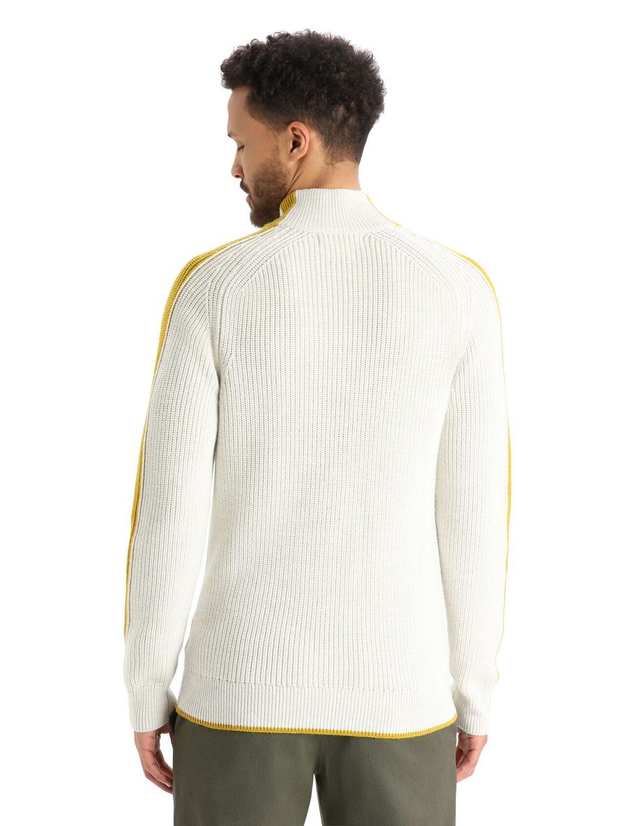 Ecru Heather / Silent Gold Icebreaker Merino Lodge Long Sleeve Half Zip Men's Sweaters | AU 1213NWYB